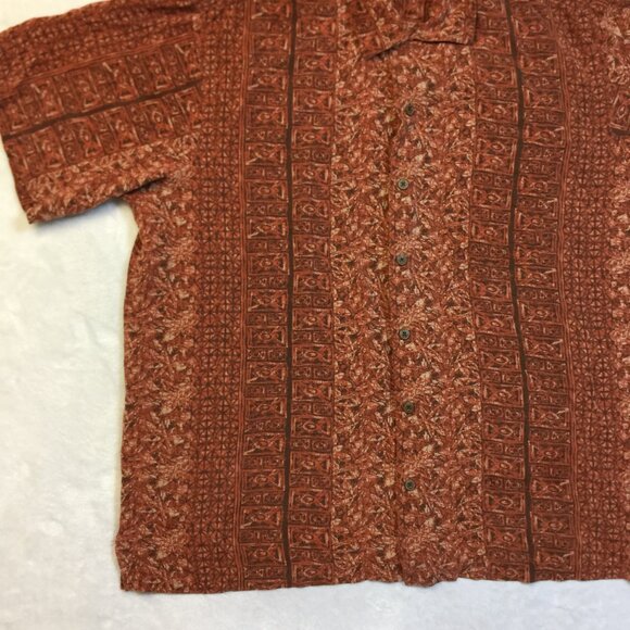 Geoffrey Beene Shirt Men XL Washable 100% Silk Short Sleeve Button-Up Multicolor - Picture 9 of 11